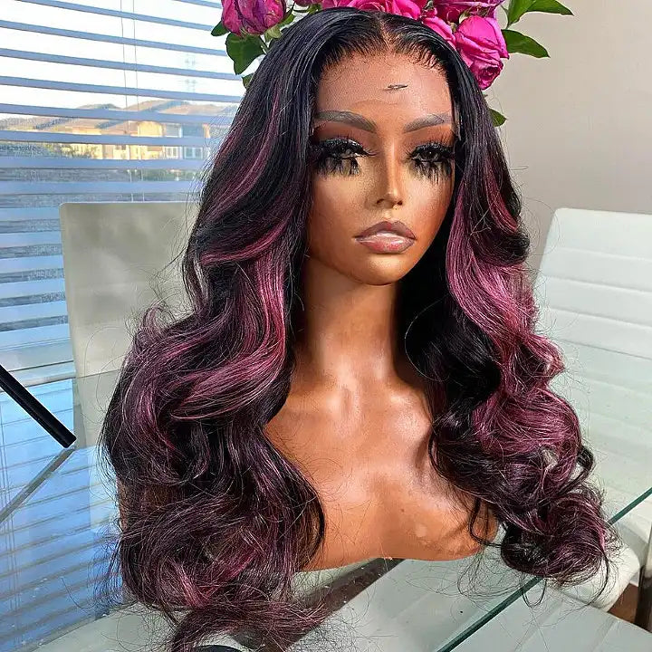 Dorsanee Hair Highlights Transparent Lace Front Body Wave Wig Human Hair Wig 13x4 Lace Wig
