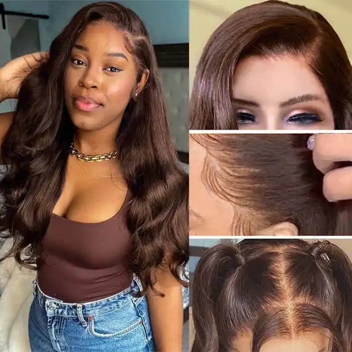 Dorsanee hair body wave 4×4/6×4 brown closure glueless pre-cut lace wigs
