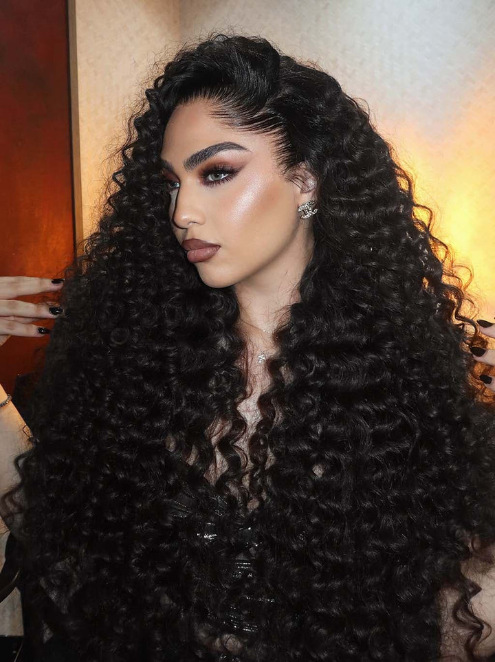 Dorsanee 300 Density Dark Auburn Brown Deep Curly 13x4 Lace Front Human Hair Wig
