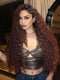 Dorsanee 300 Density Dark Auburn Brown Deep Curly 13x4 Lace Front Human Hair Wig