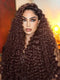 Dorsanee 300 Density Dark Auburn Brown Deep Curly 13x4 Lace Front Human Hair Wig