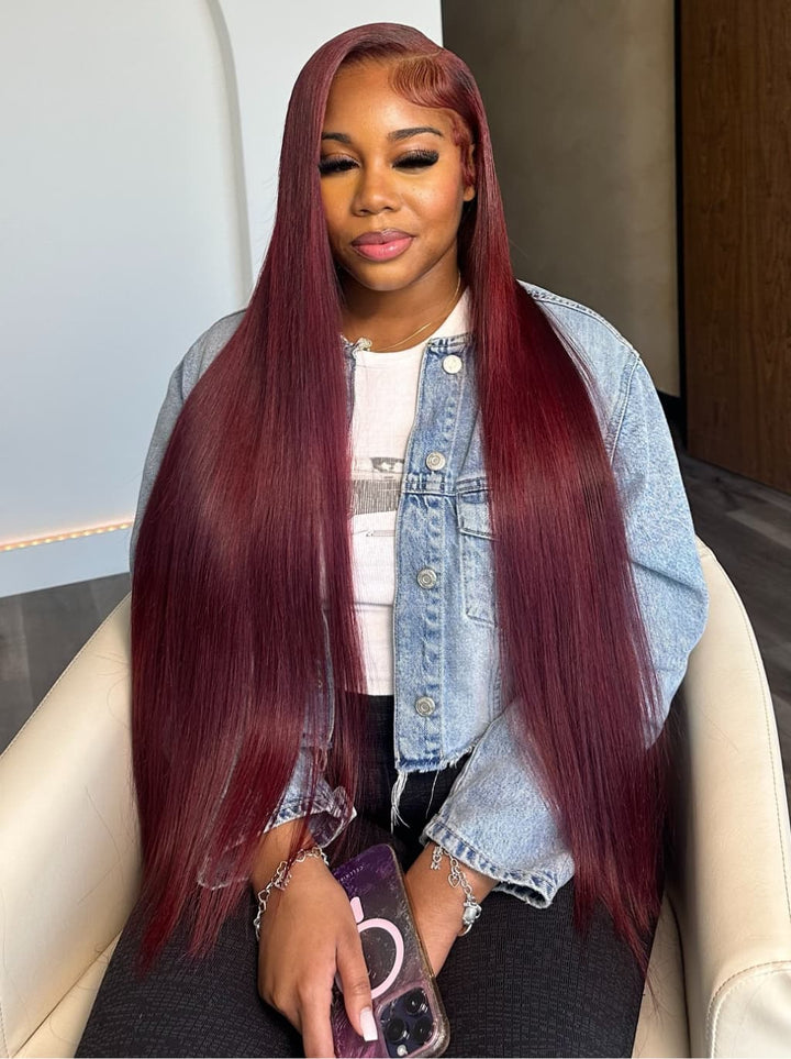 Dorsanee 30 32 34 36 38 40 42 inch Red Brown Blonde Highlights 13x4 Lace Front Human Hair Wigs