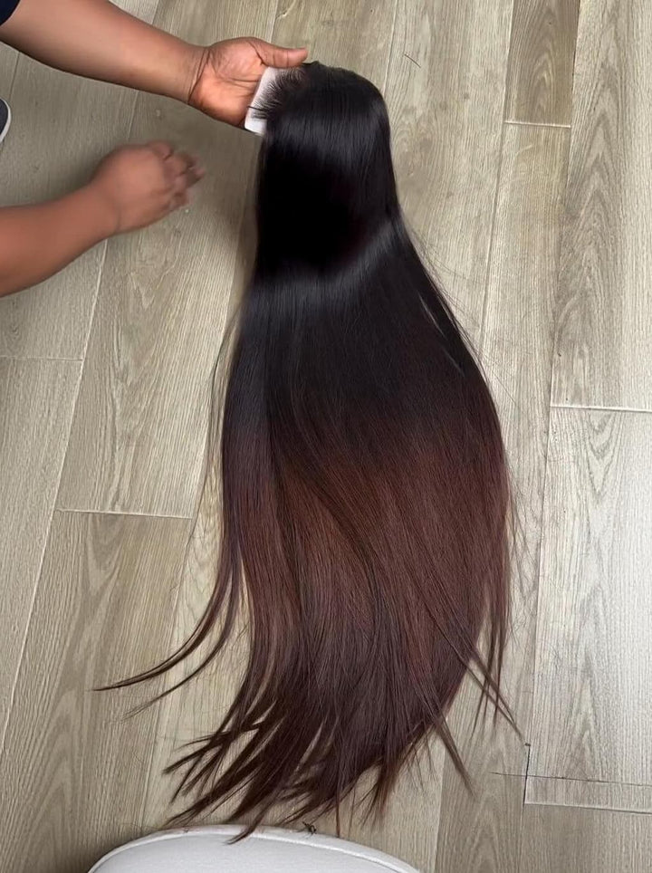 Dorsanee 30 32 34 36 38 40 42 inch Red Brown Blonde Highlights 13x4 Lace Front Human Hair Wigs