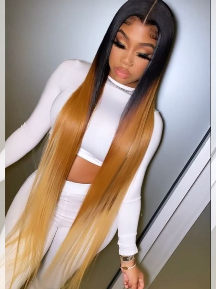 Dorsanee 30 32 34 36 38 40 42 inch Red Brown Blonde Highlights 13x4 Lace Front Human Hair Wigs