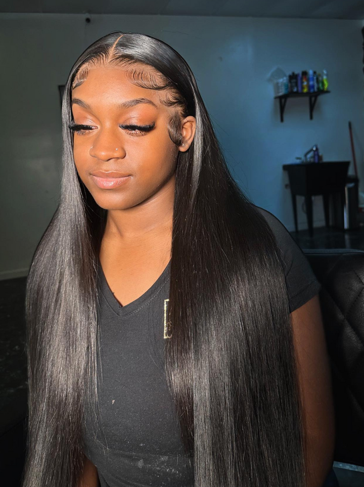 Dorsanee Knee Length  Wigs 42 40 38 36 34 32 30 inch Buss Down Bone Straight 13x4 Lace Front Human Hair Wig