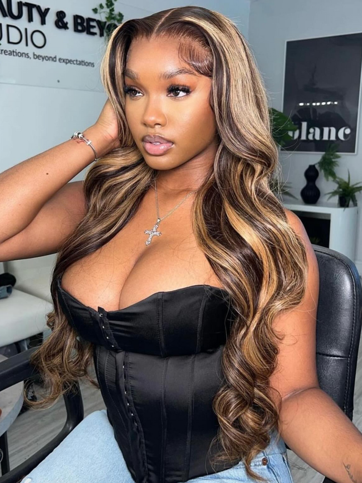 Highlight Human Hair Lace Front Wig Body Wave Ombre Lace Front Wigs