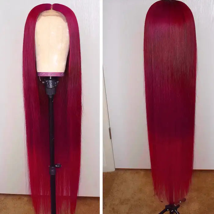 Dorsanee hair straight 13×4 99J burgundy lace front human hair wigs