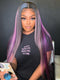 Dorsanee 32 34 inch Black With Purple Bone Straight Highlights 13x4 Lace Front Human Hair Wigs 200 Density