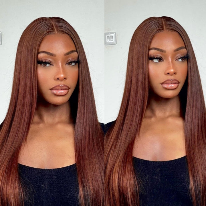 Dorsanee hair body wave #33 reddish brown 6x4 pre-cut lace human hair wig