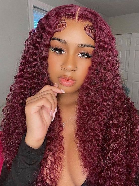 Dorsanee Hair Water Wave 99J Burgundy Color 13x4/5x5 HD Lace Front Wigs Human Hair Wig