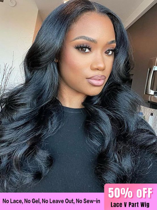 Dorsanee Hair V-part Body Wave Super Natural Wigs Remy Human Hair No Leave Out For Women