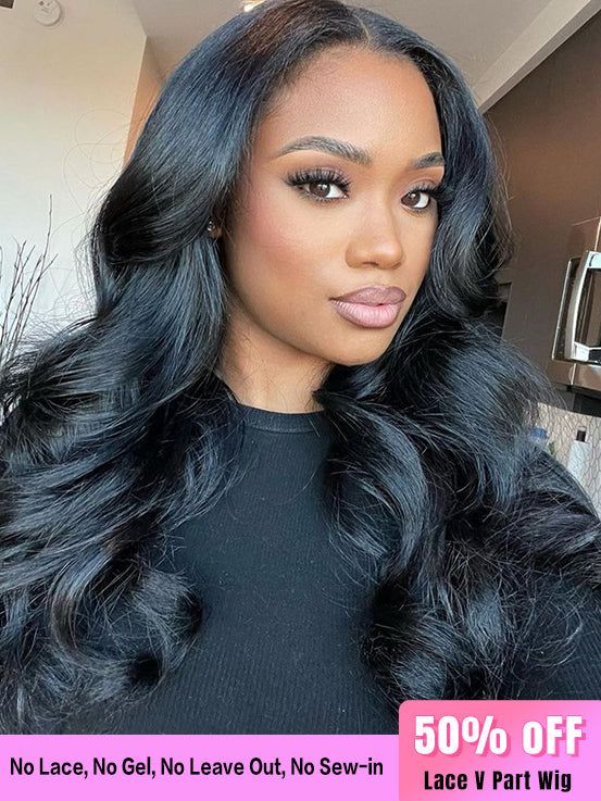 Dorsanee V-part Body Wave Virgin Human Hair Wigs No Leave Out For Women