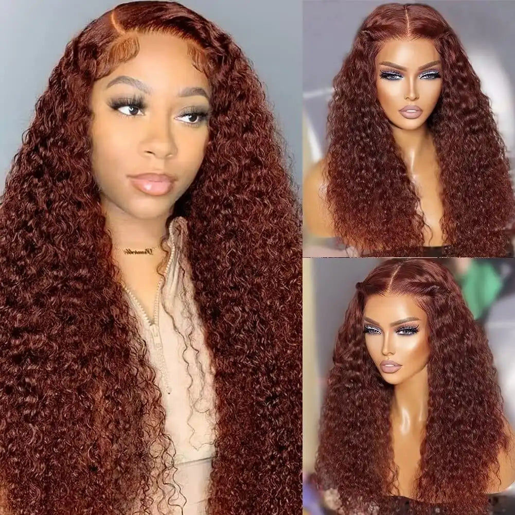 Dorsanee Hair Glueless Reddish Brown Water Wave Wear Go Pre Cut Lace Wigs For Black Women-Wigs Under $100