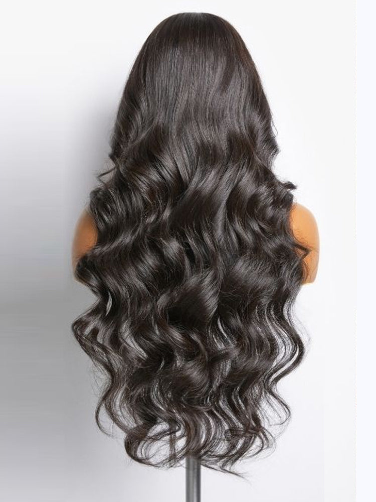 Natural Black Body Wave Glueless Long Wig 100% Human Hair