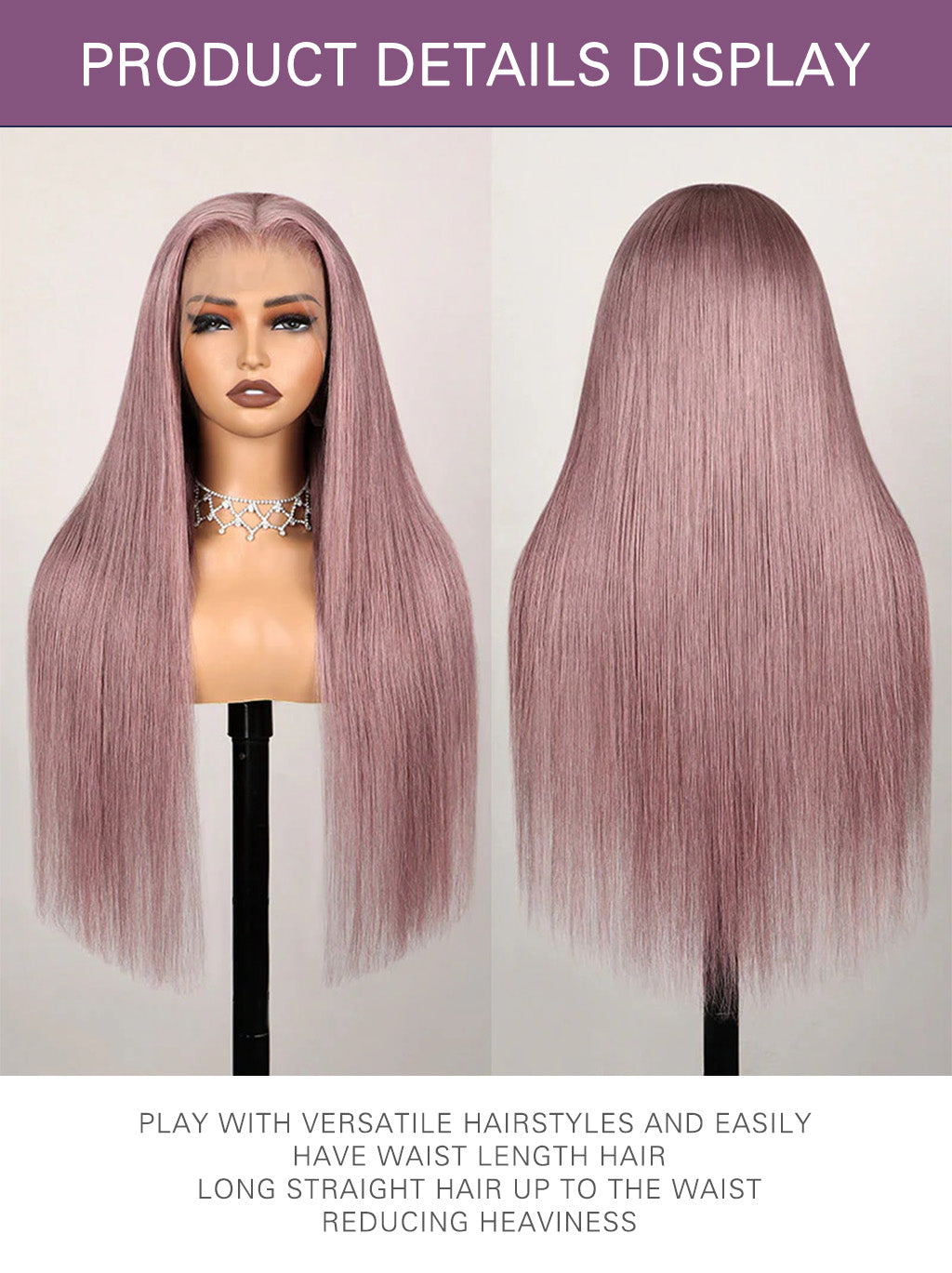 Dorsanee Pink Purple Lavender Color 13x4 Lace Front Wigs Human Hair