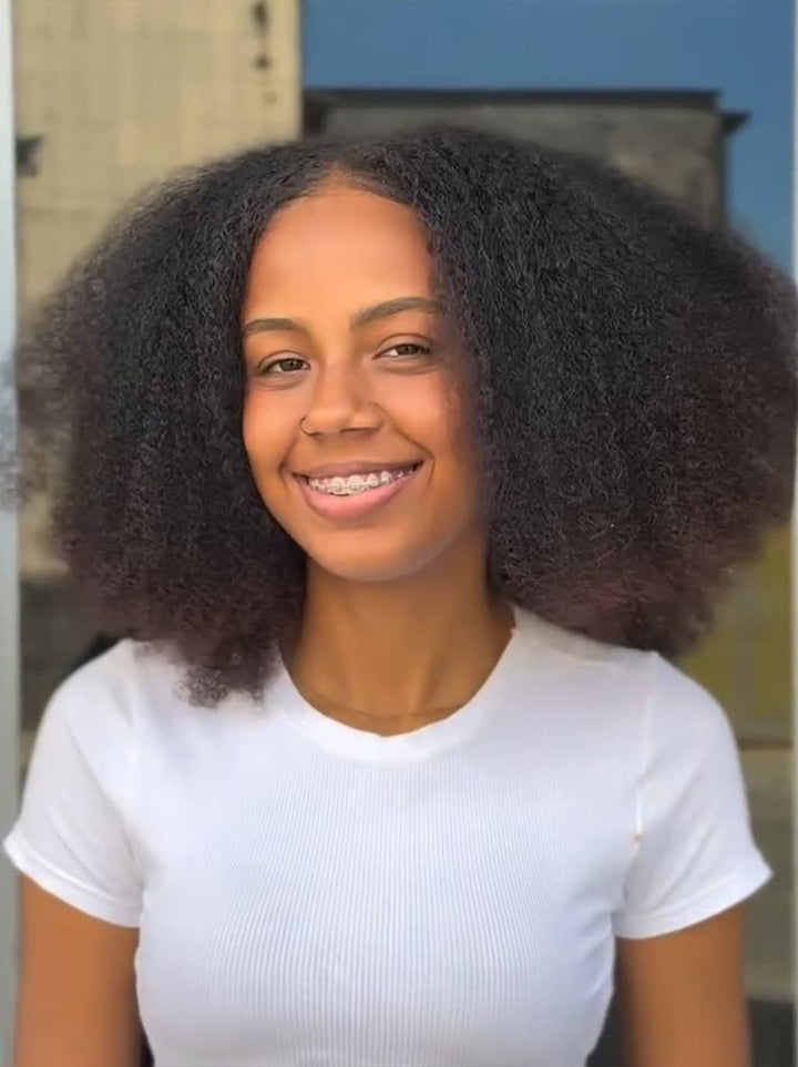 Dorsanee Short Afro Kinky Straight Bob 13x4 Lace Frontal Human Hair Wigs