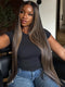 Dorsanee 42 40 38 36 34 32 30 inch Balayage Black Brown Highlights 13x4 Lace Front Human Hair Wigs