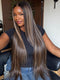 Dorsanee 42 40 38 36 34 32 30 inch Balayage Black Brown Highlights 13x4 Lace Front Human Hair Wigs