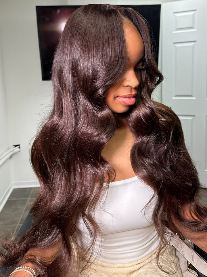 Dorsanee 42 40 38 36 34 32 30 inch Dark Chocolate Brown 13x4 Lace Front Human Hair Wigs