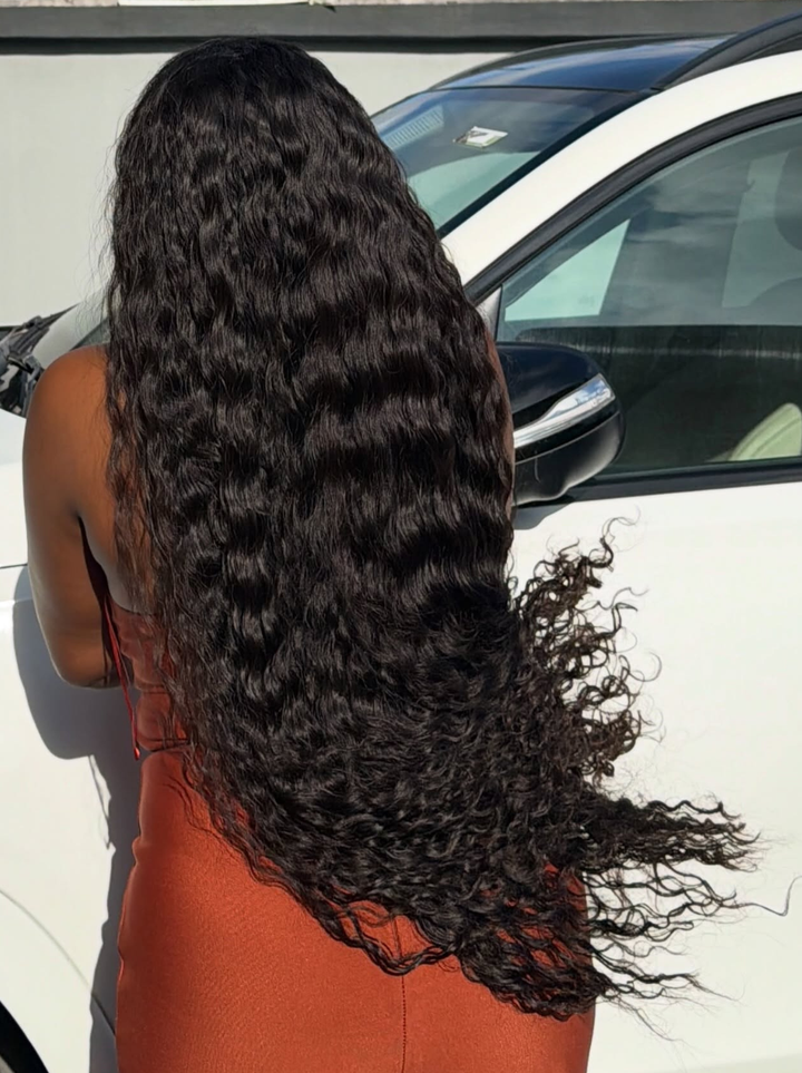 Dorsanee 38 36 inch Long Knee Length Deep Wave 400 Density Full Thick 13x4 Lace Front Human Hair Wigs