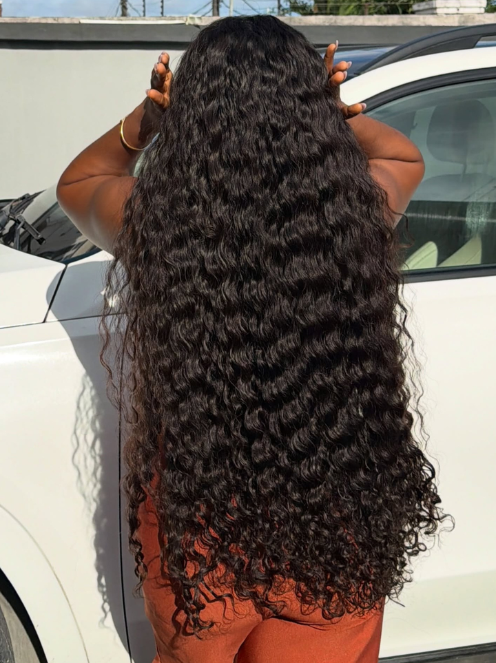 Dorsanee 38 36 inch Long Knee Length Deep Wave 400 Density Full Thick 13x4 Lace Front Human Hair Wigs