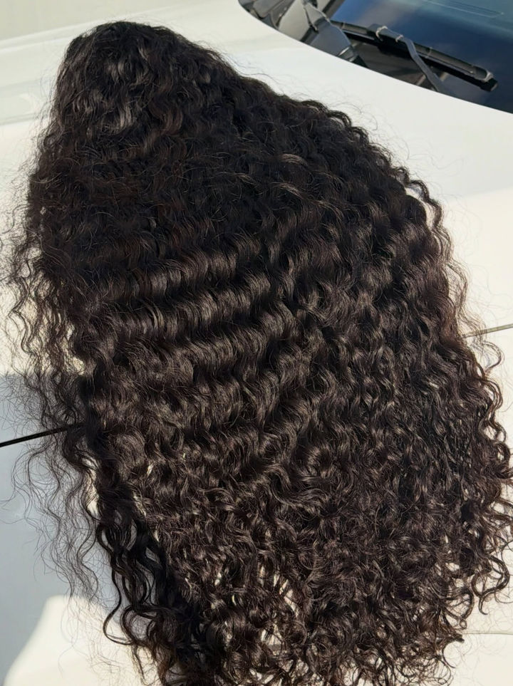 Dorsanee 38 36 inch Long Knee Length Deep Wave 400 Density Full Thick 13x4 Lace Front Human Hair Wigs