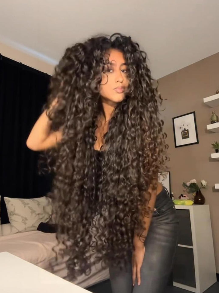 Dorsanee 42 40 inch Long Knee Length Spanish Loose Curls 13x4 Lace Front Human Hair Wigs
