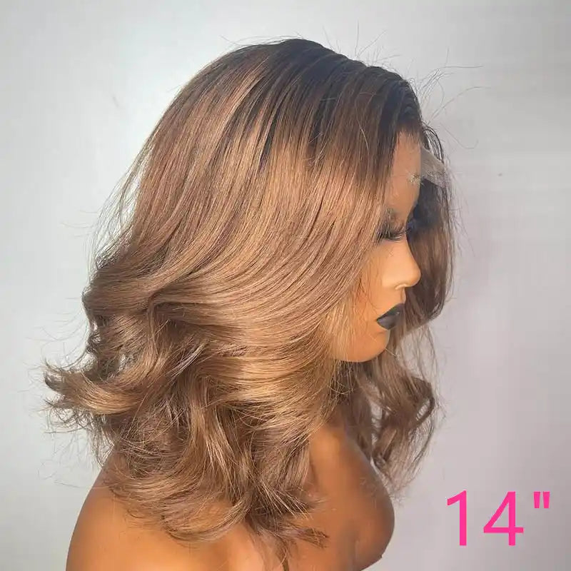 Dorsanee hair body wave 13×4 #T1B/30 highlight lace front bob wigs
