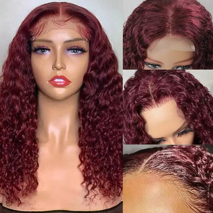Dorsanee Hair 99J Burgundy Deep Wave 5x5 Lace Front Wig For Woman Human Hair Wigs