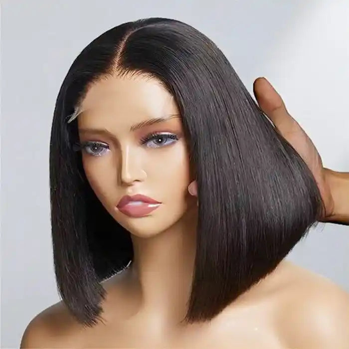 Dorsanee Hair #1B Straight Short Bob 4x4 Lace Closure Wig 180% Density Human Hair Wigs For Black Women