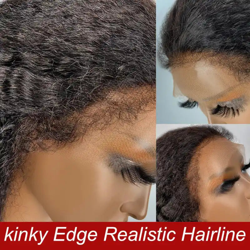 Dorsanee Hair 4C Kinky Edge Kinky Straight Lace Wig 13X4 Lace Front Straight  With Baby Hair Human Hair Wigs