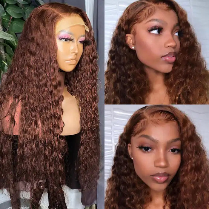 Dorsanee Hair #4 Chocolate Brown Water Wave Wig Transparent Pre-plucked 5x5 Lace Wig Human Hair Wig