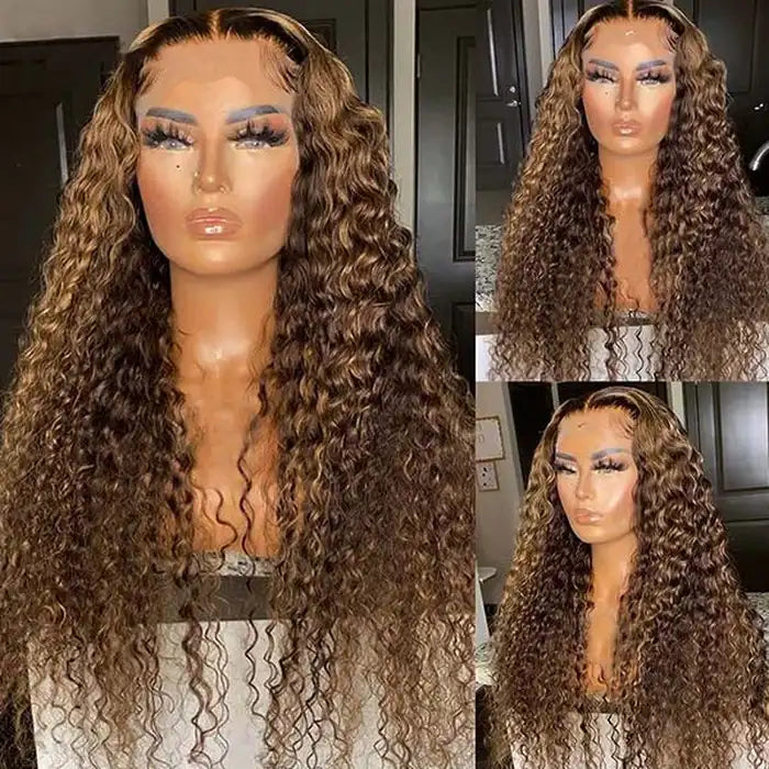 Dorsanee Hair P4/27 Highlight Water Wave 5x5 HD Lace Human Hair Wigs Black Girl