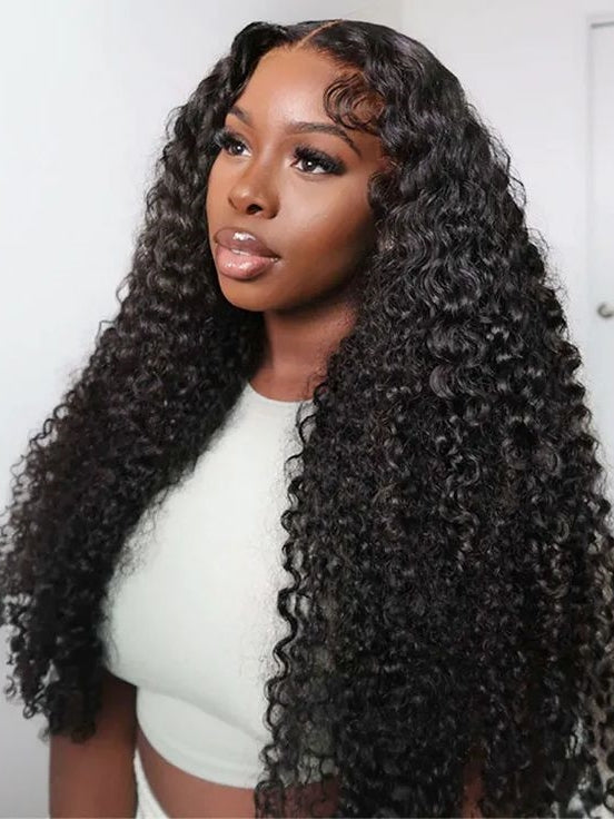 Dorsanee Jerry Curly Wigs 4x4 HD Lace Closure Wigs 180% Density Pre Plucked Hairline Human Hair Wig