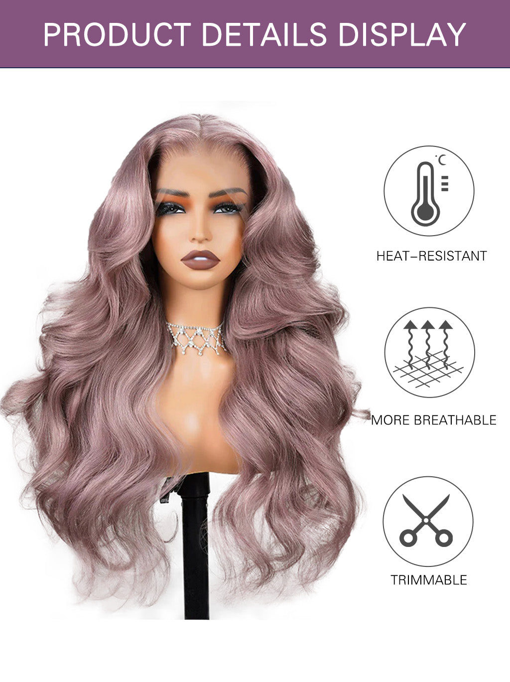 Dorsanee Pink Purple Lavender Color 13x4 Lace Front Wigs Human Hair