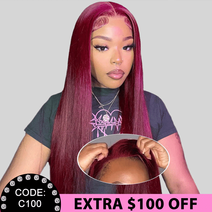 Dorsanee Hair Wear & Go Wig Pre Cut HD Lace Closure Wigs #99J Burgundy Colored Wig For Black Women
