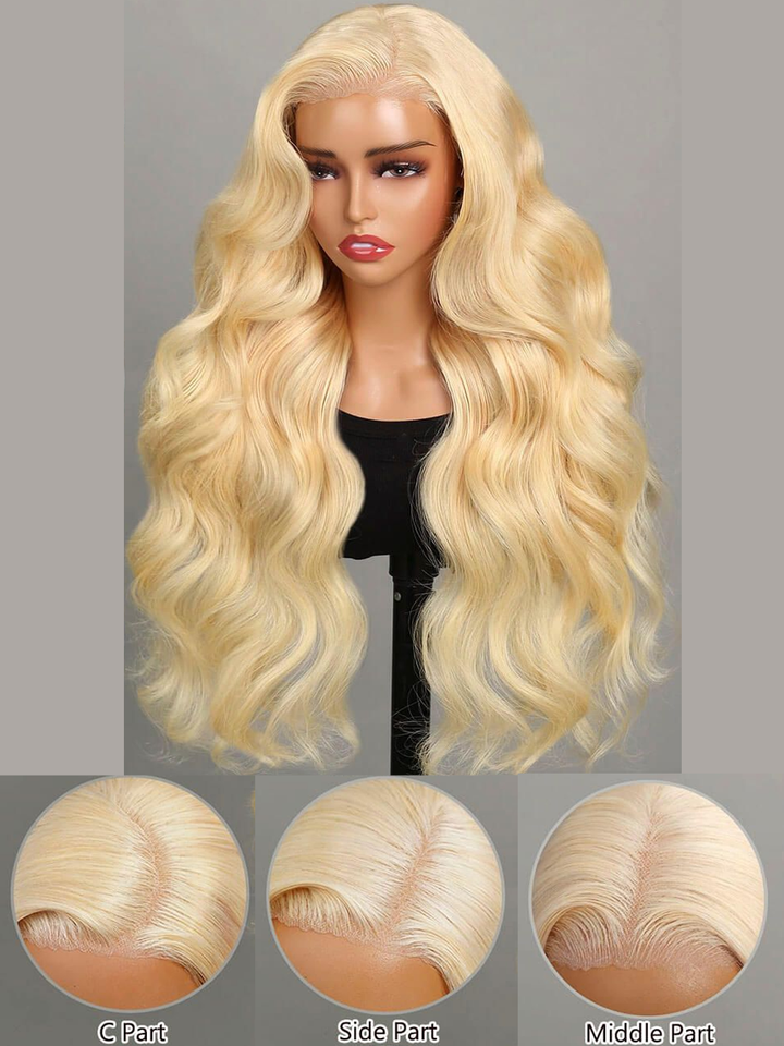 13x4 Glueless HD Lace Front Human Hair Affordable Wig Hairstyles # 613 Blonde Body Wave Hair