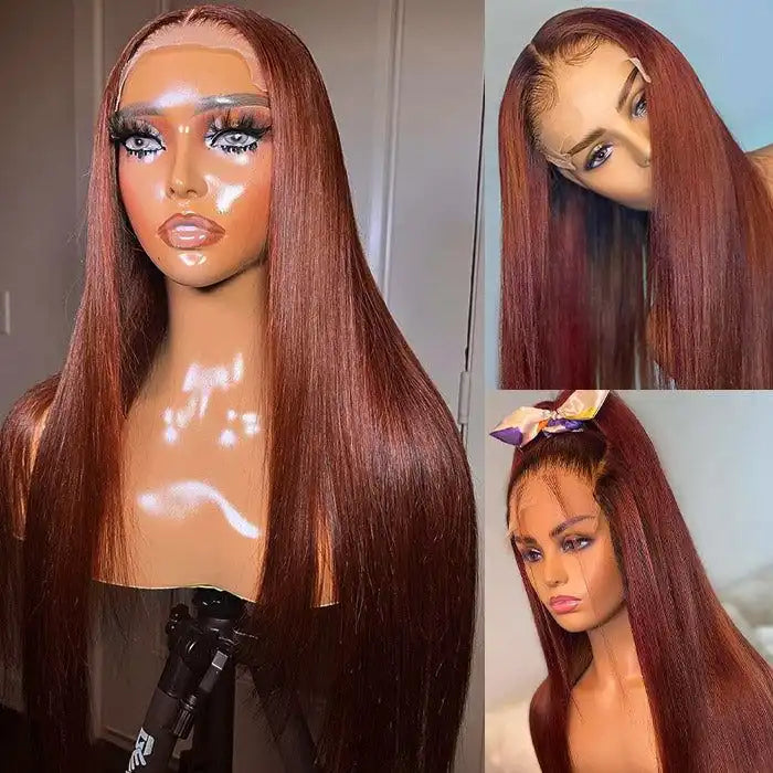 Dorsanee hair straight 13x4/5x5 reddish brown HD lace frontal wigs