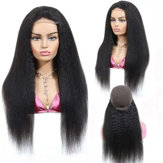 Dorsanee Hair Kinky Straight 4x4 HD Lace Closure Wig  Human Hair Natural Wigs for black woman
