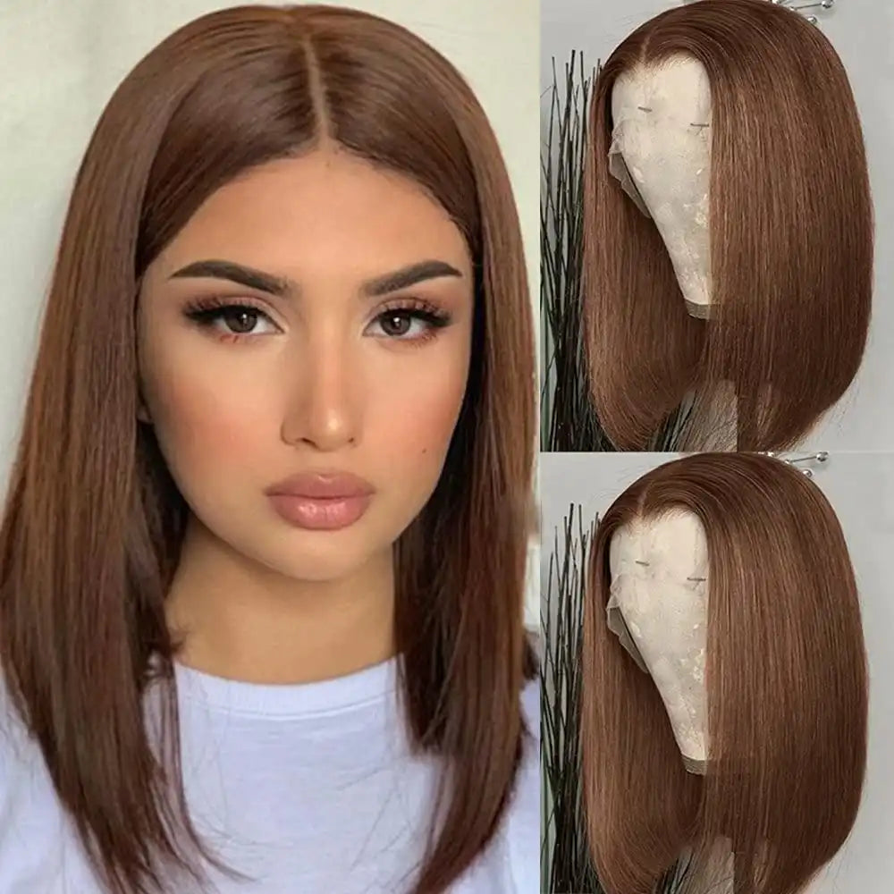 Dorsanee hair stright 13×4 brown HD lace front human hair bob wigs