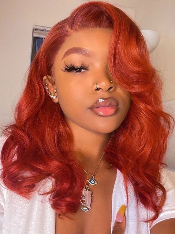 Dorsanee Dark Ginger Orange Body Wave 13x4 HD Lace Front Wig Colored 180% Density Human Hair Wigs For Women