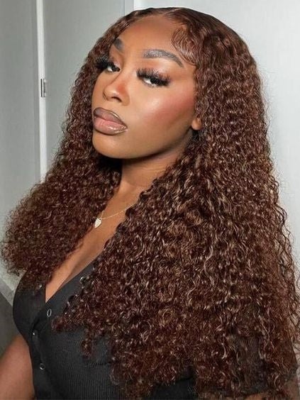 Dorsanee #4 Chocolate Brown Curly Hair Wigs 13x4/5x5 HD Lace Frontal Wig Human Hair Wigs