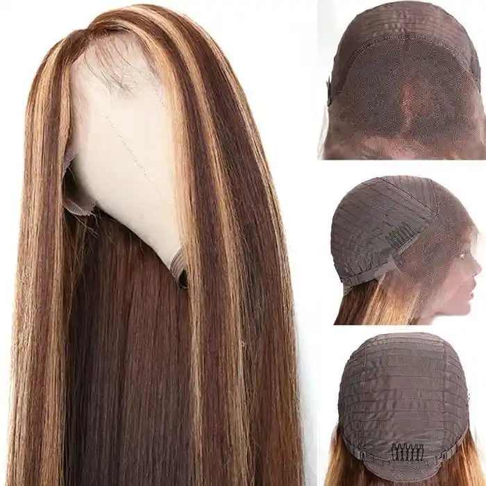 Dorsanee hair blonde highlight straight 13×4 lace front human hair wigs