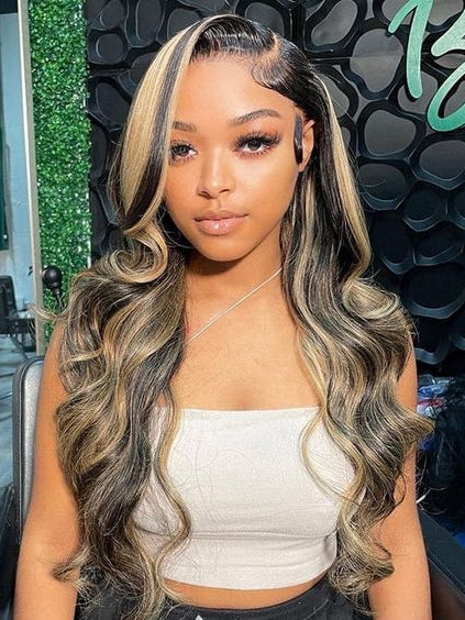 Dorsanee Blonde Highlight Body Wave Lace Front #P1B/27 Hightlight 13x4 HD Lace Frontal Human Hair Wig