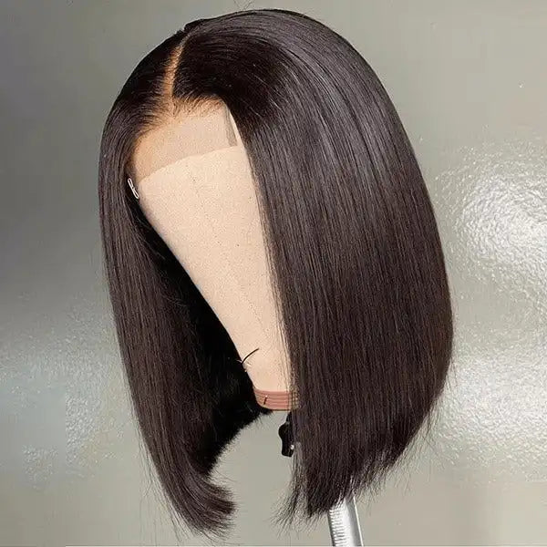 Dorsanee Hair #1B Straight Short Bob 4x4 Lace Closure Wig 180% Density Human Hair Wigs For Black Women