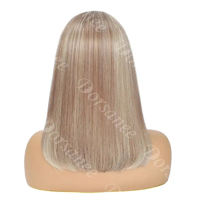 Dorsanee hair stright #P18/613 4×4 lace closure human hair short bob wig