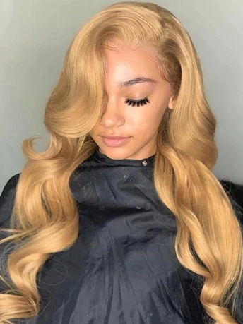 Dorsanee Hairstylist Works Elegant Short Light Honey Blonde Colored 13x4 Lace Front Human Hair Wigs