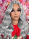 Dorsanee Silver Gray 200% Density 13x4 Lace Front Grey Color Body Wave Human Hair Wigs