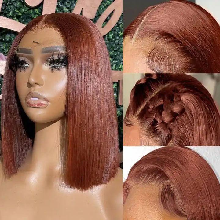 Dorsanee hair stright 4×4 #33 reddish brown human hair bob wigs
