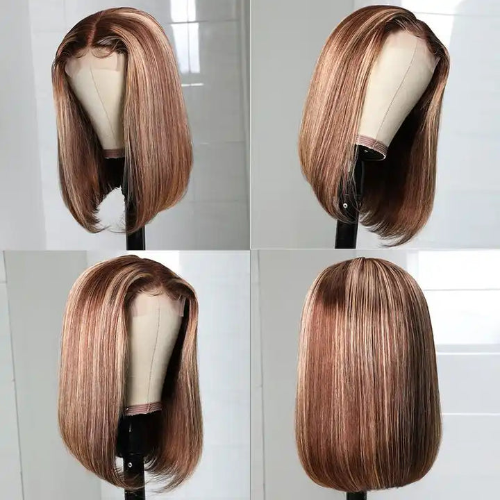 Dorsanee hair stright highlight 4×4 lace fclosure natural human hair bob wigs